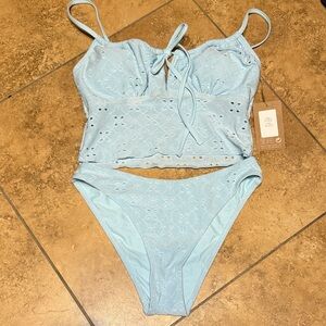 Light Blue Eyelet Bikini Set